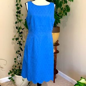 TALBOTS Blue Floral Print Sleeveless Dress